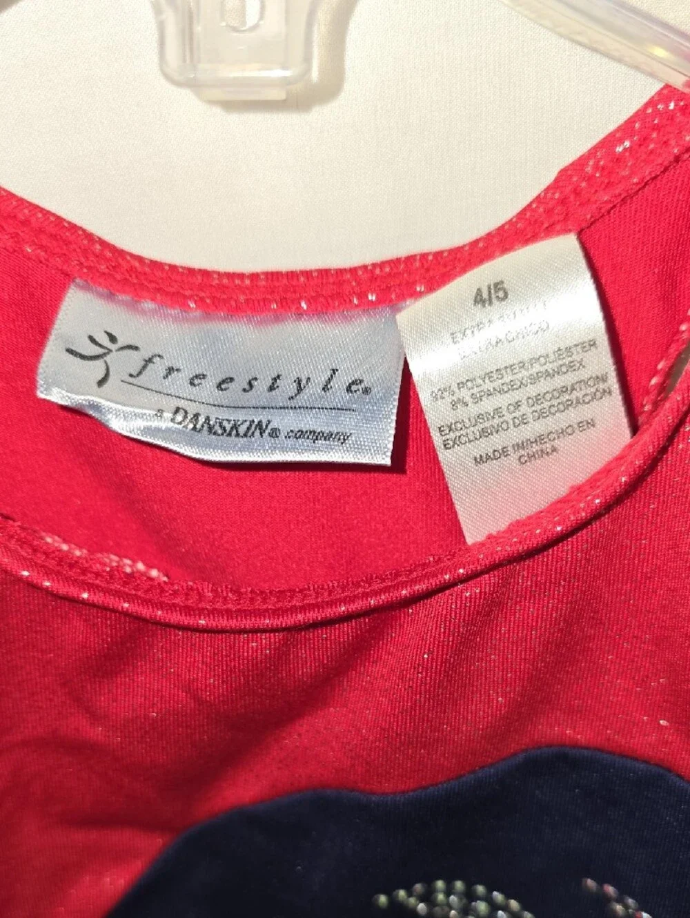 Freestyle Girls' Red, Navy & White Athletic Swim One-Piece with Rhinestones